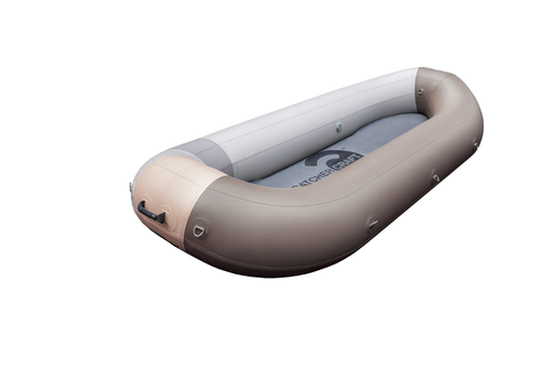 Inflatable boat with a visible brand logo on a white background